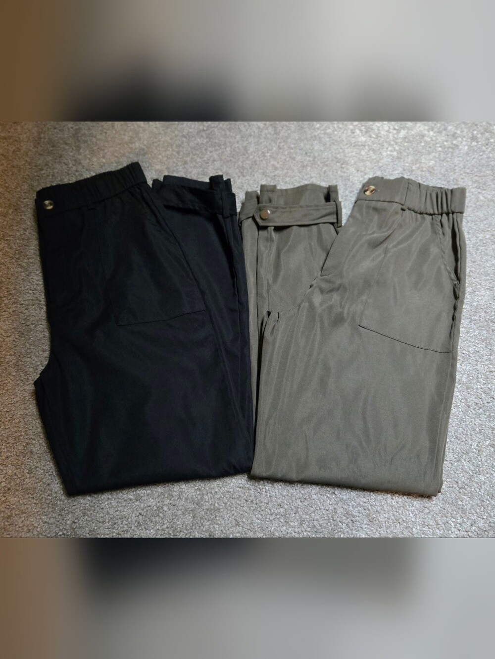 Women's Casual Tapered Pants in Black and Olive M - Picture 6 of 6